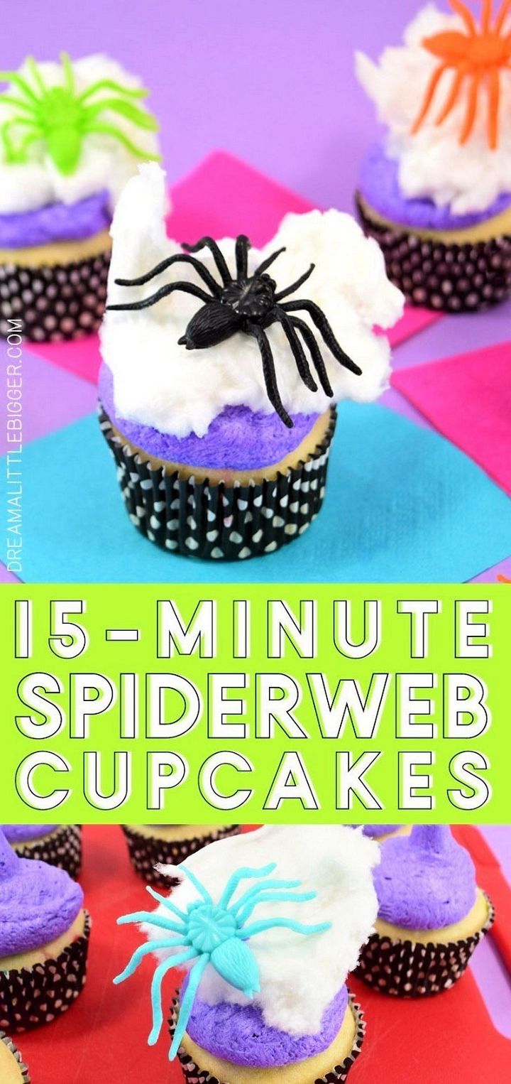 15 Minute Spiderweb Cupcakes for Halloween