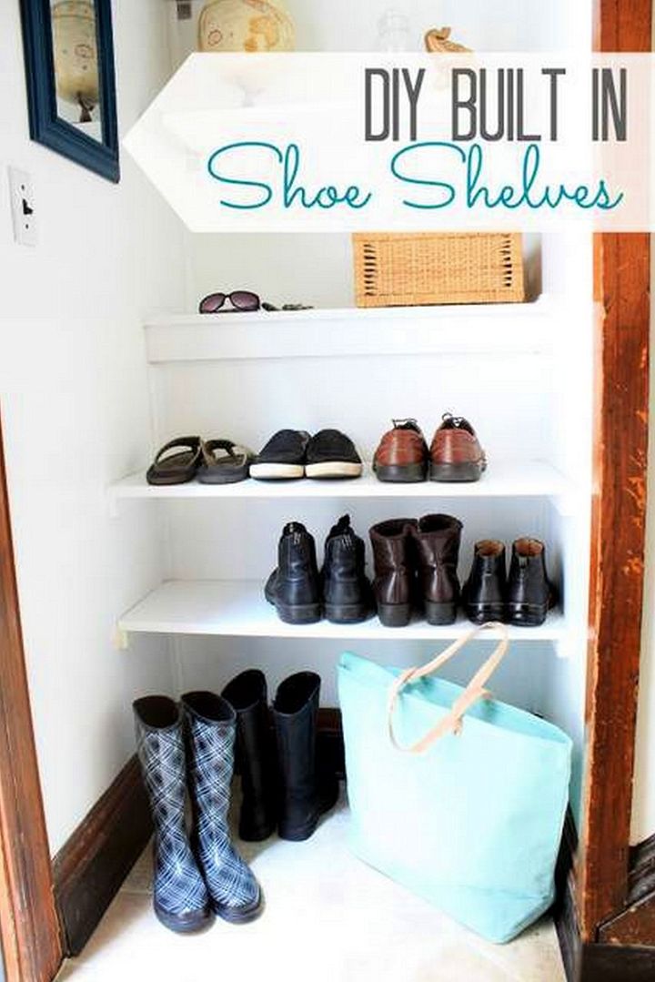 DIY Built In Shoe Shelves