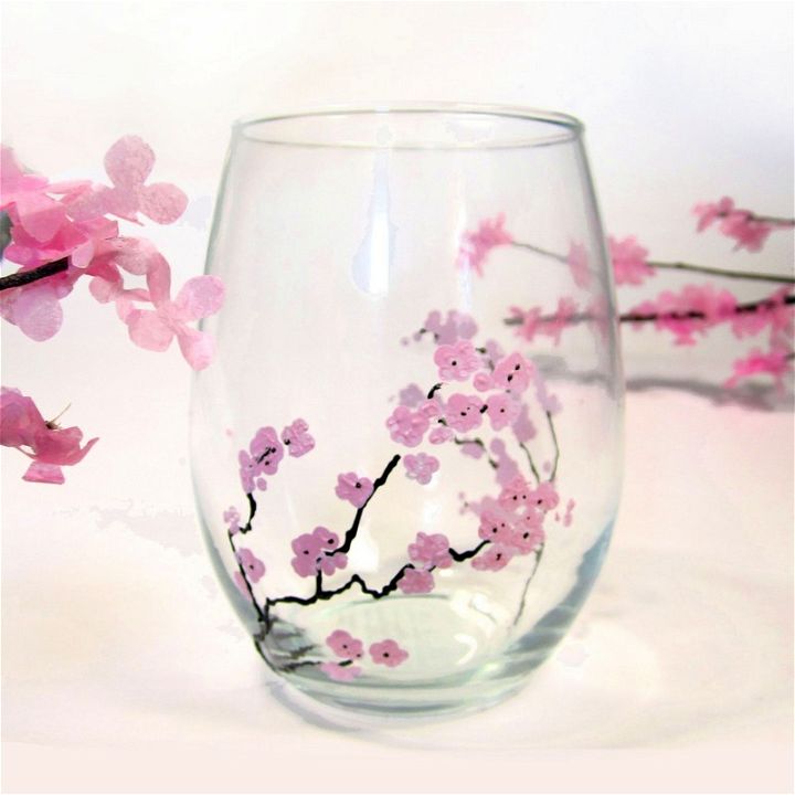 DIY Cherry Blossom Branches Glass Tumblers