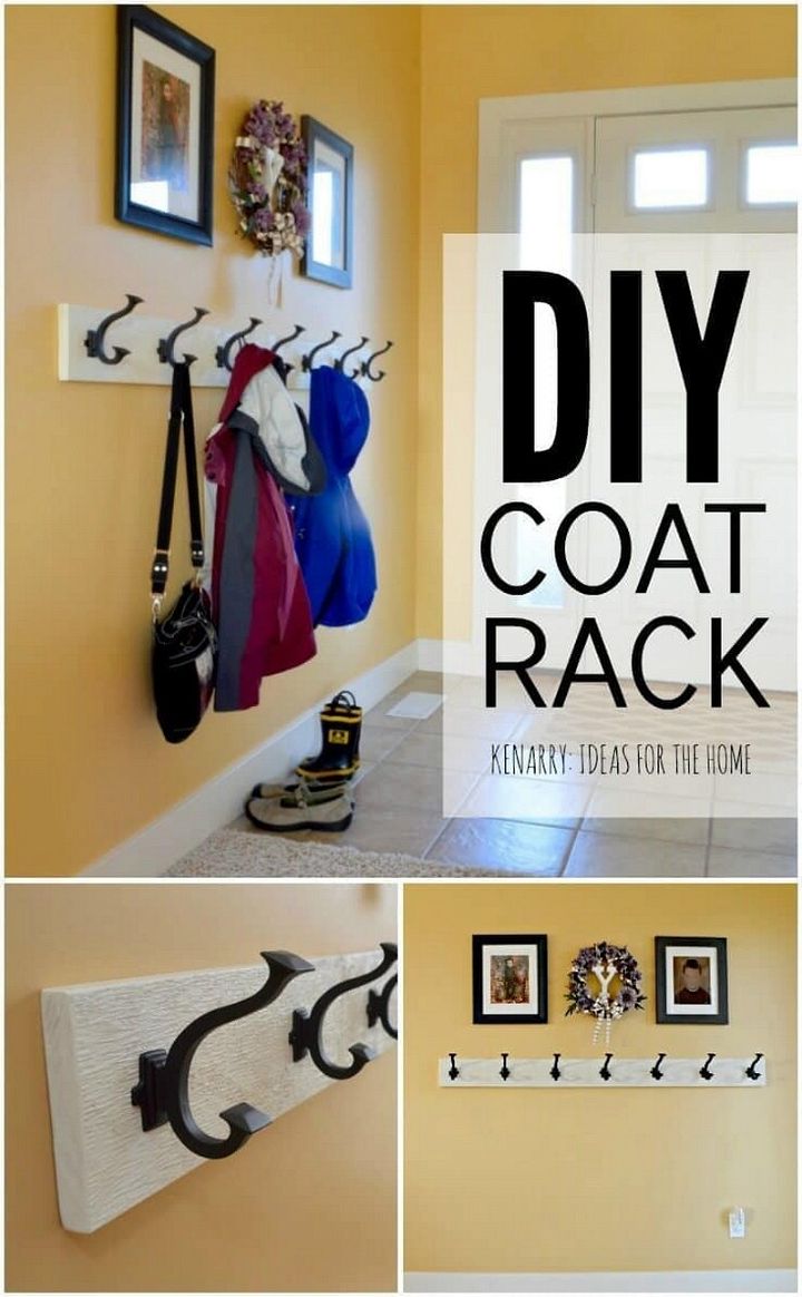 DIY Coat Rack An Easy Wall Mounted Idea With Hooks