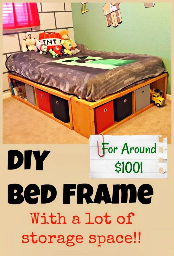DIY Full Size Bed Frame with Storage