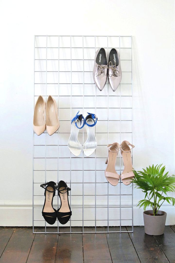 DIY Grid Shoe Storage Display