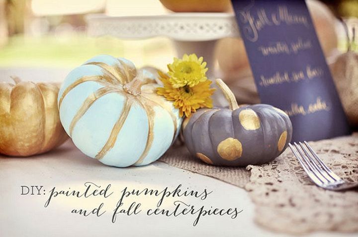 DIY Painted Pumpkins Fall Centerpieces