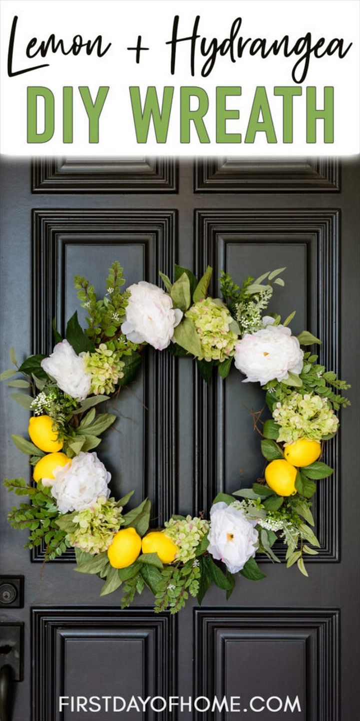 DIY Summer Wreath with Lemons and Hydrangeas