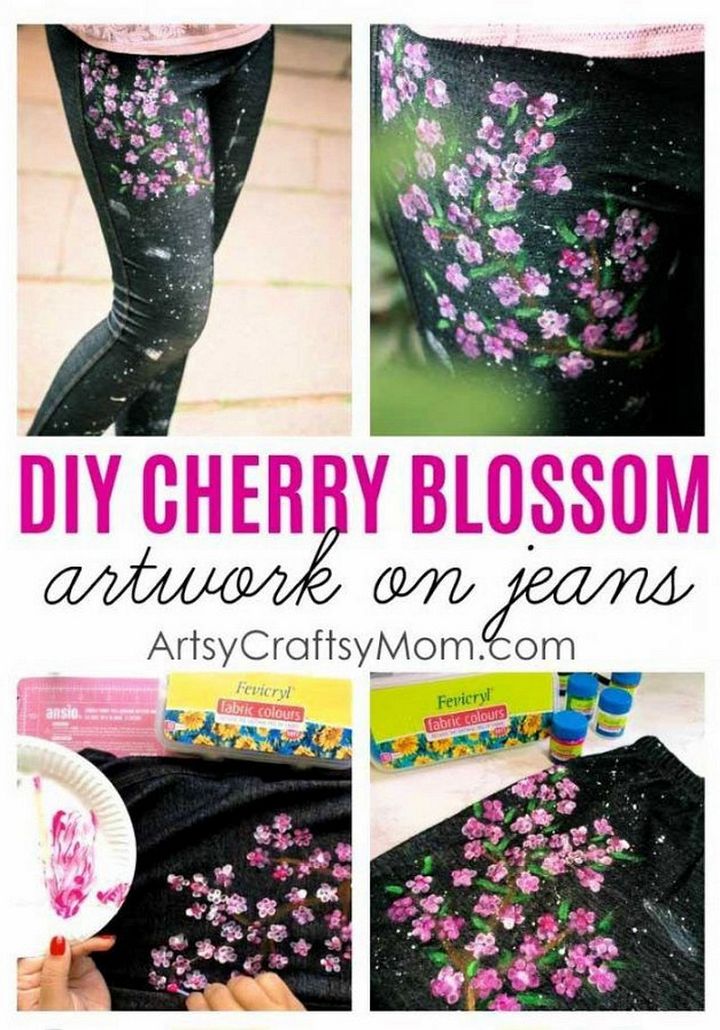 How To DIY Cherry Blossom Art On Jeans