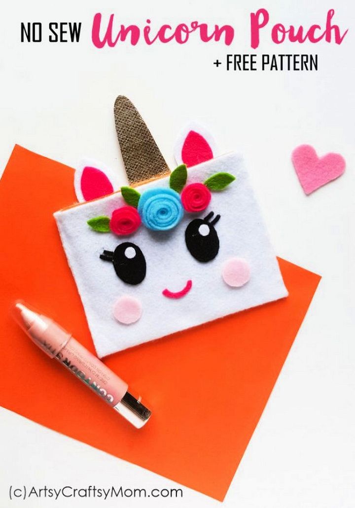 No Sew Felt Unicorn Pouch Free Template