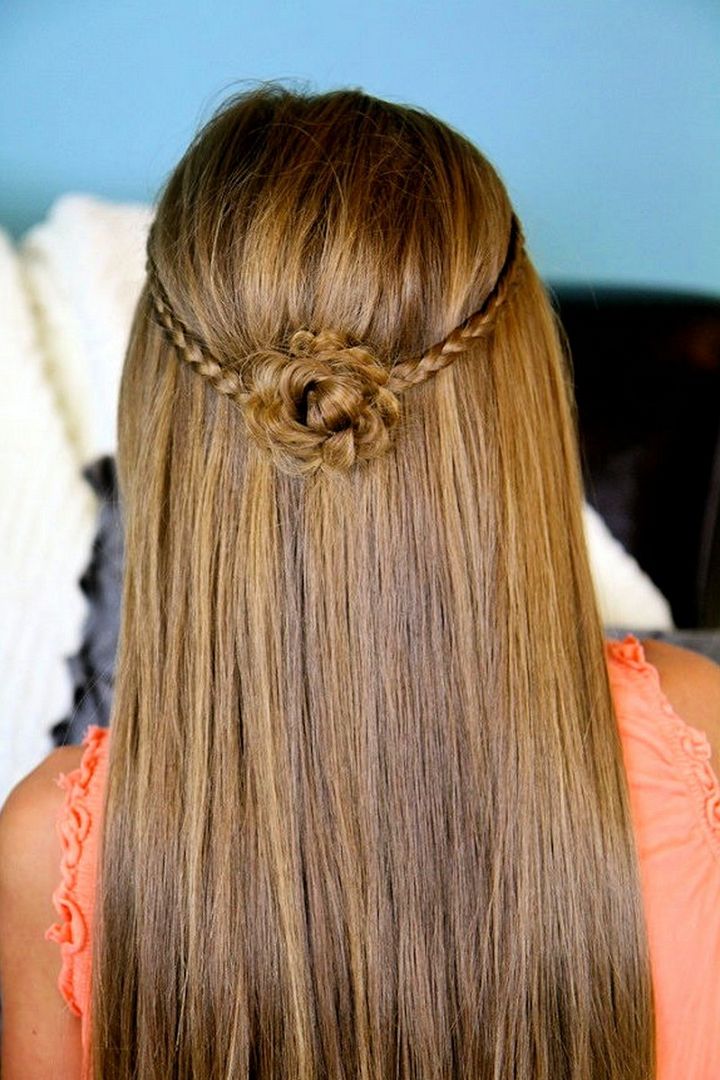 Braided Flower Tieback Hairstyles for Long Hair