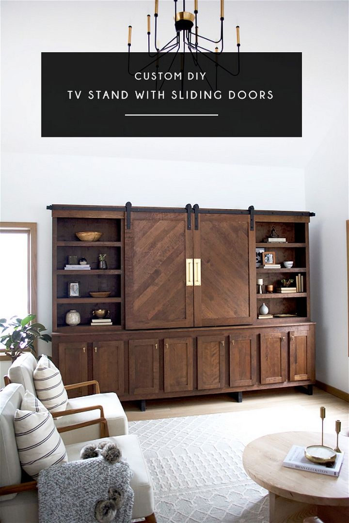 Custom DIY TV Stand with Sliding Doors