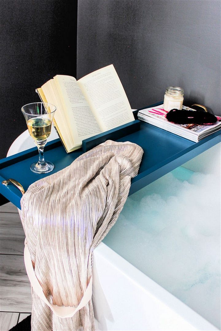 DIY Bathtub Tray With Book Holder