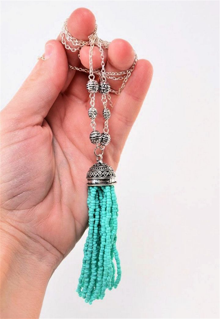 DIY Beaded Tassel Necklace