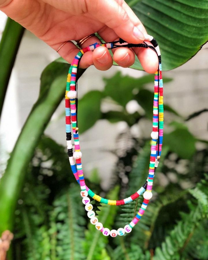 DIY Color Blocked Disk Beaded Necklaces