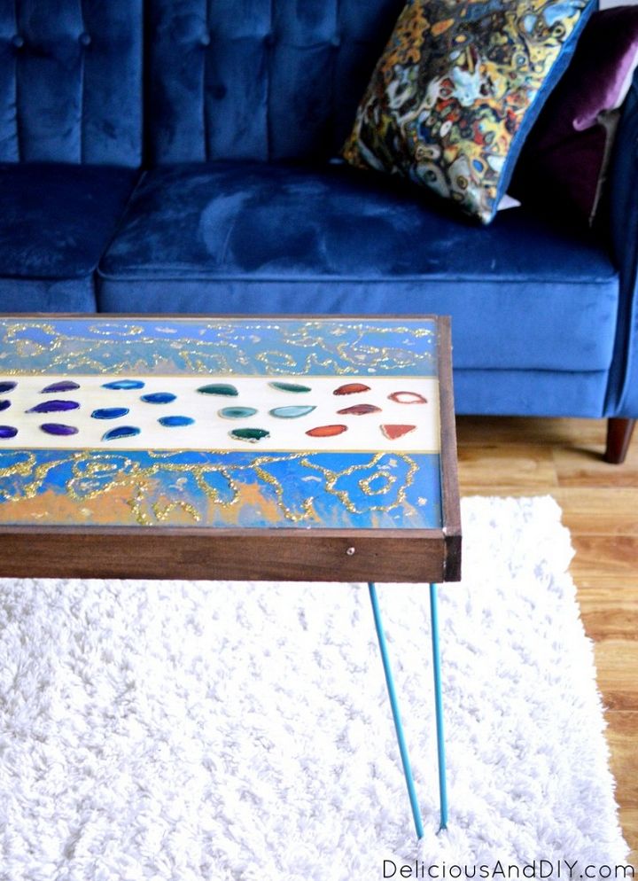 DIY MARBLED RESIN WOOD COFFEE TABLE