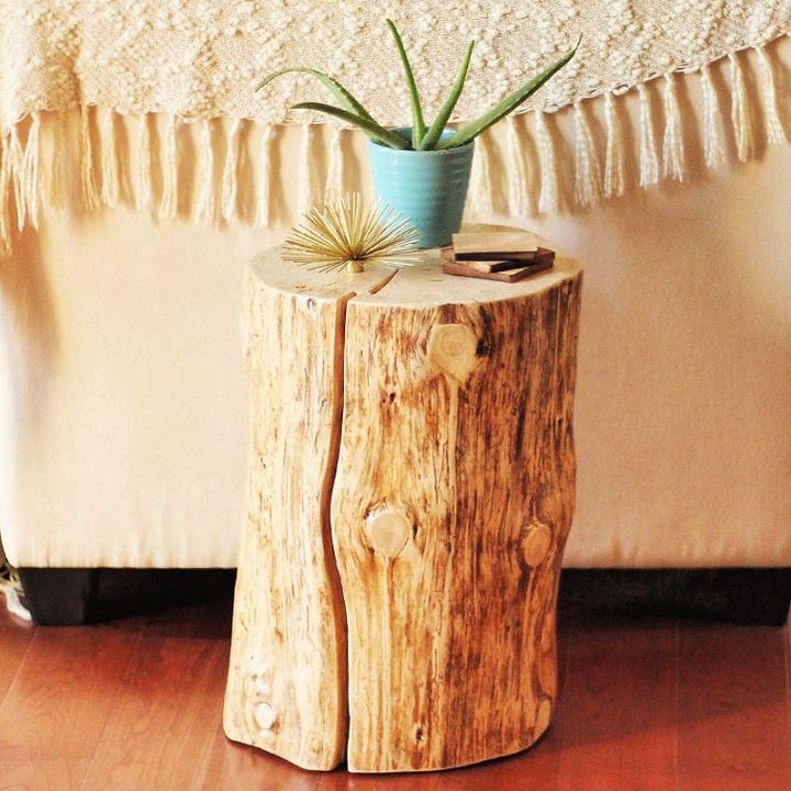 DIY Natural Tree Stump Side Table