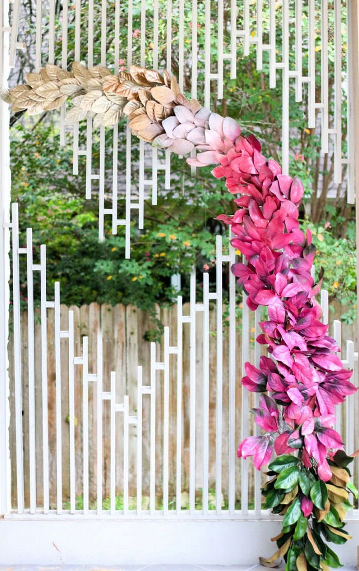 DIY Ombre Magnolia Leaf Wedding Backdrop