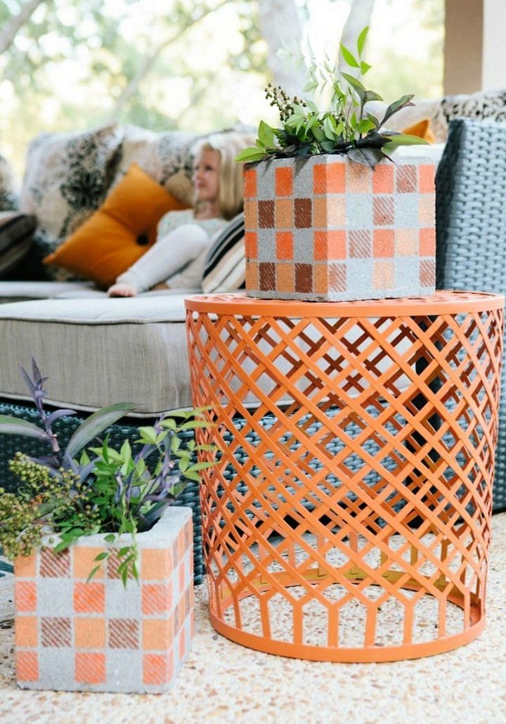 DIY Painted Cinder Block Planters