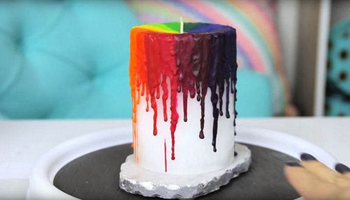 DIY Rainbow Candles How To Make Melted Crayon Candle
