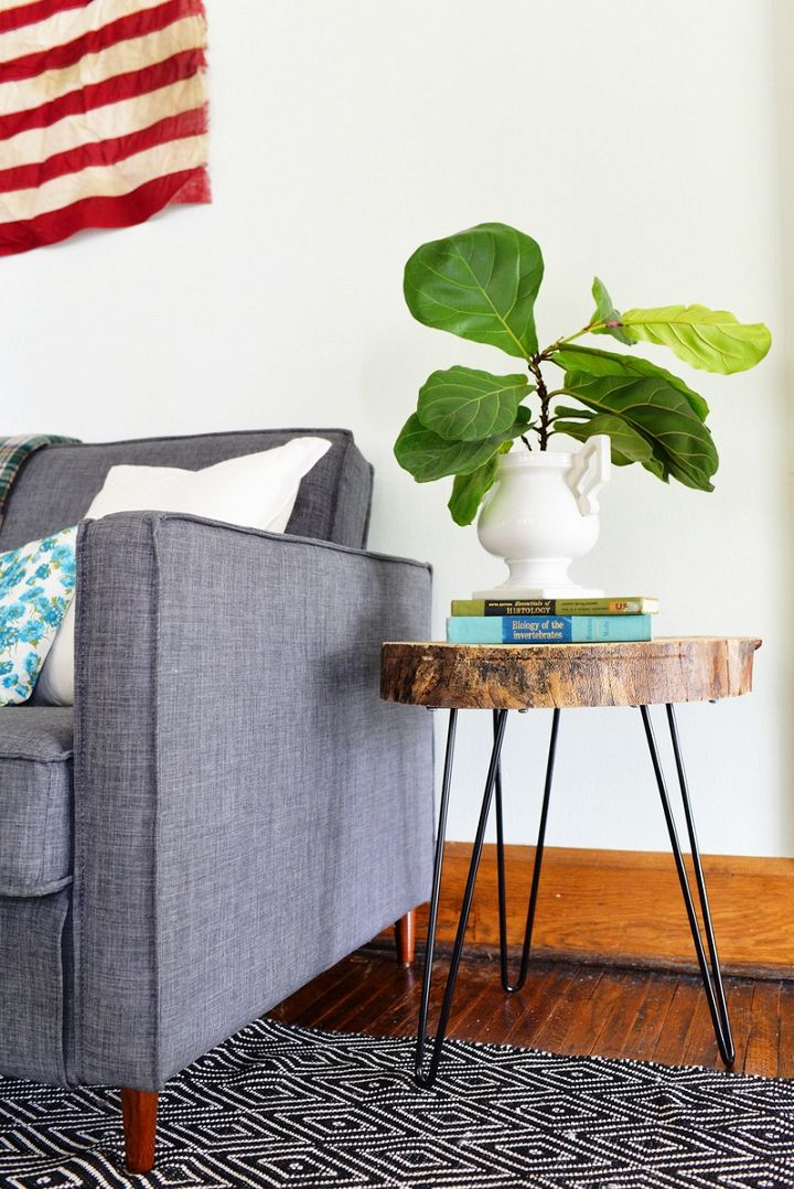 DIY Side Table With A Wooden Slab