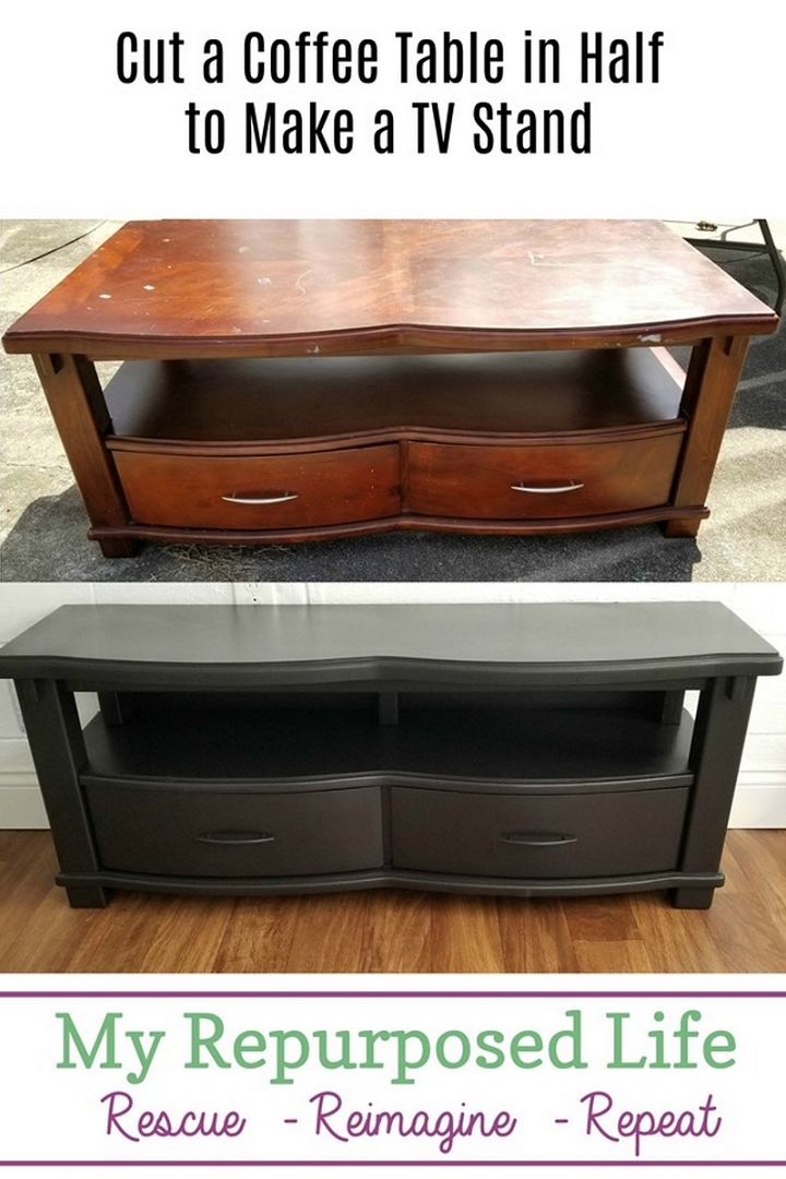 DIY Tv Stand Repurposed Coffee Table