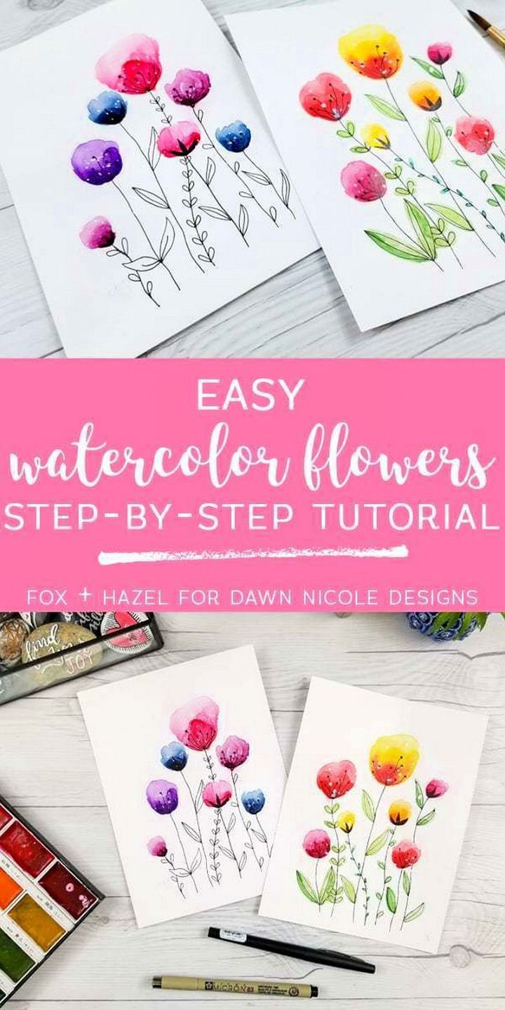 Easy Watercolor Flowers Step by Step Tutorial
