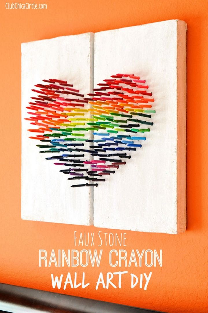 Faux Stone Rainbow Crayon Wall Art DIY