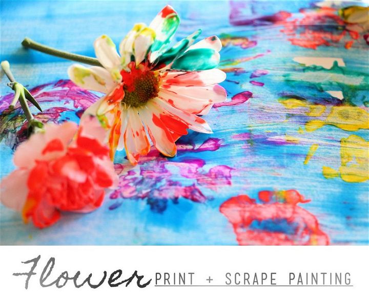 Flower Print With Scrape Painting