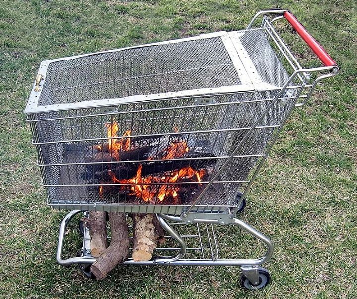 Portable Fire Pit With Built in Log Storage Rack