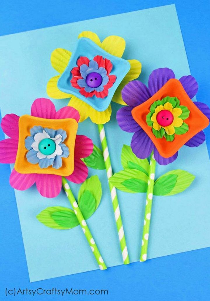 Recycled Egg Carton Flower Craft