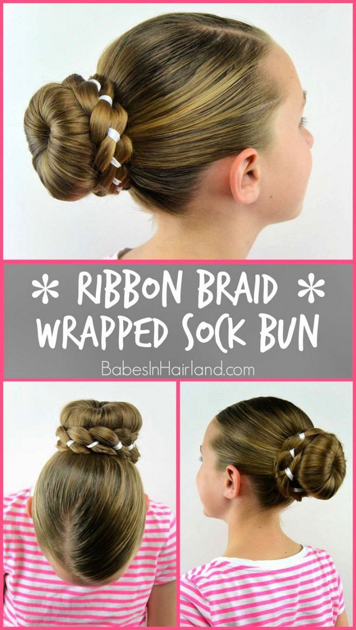 Ribbon Braid Wrapped Sock Bun