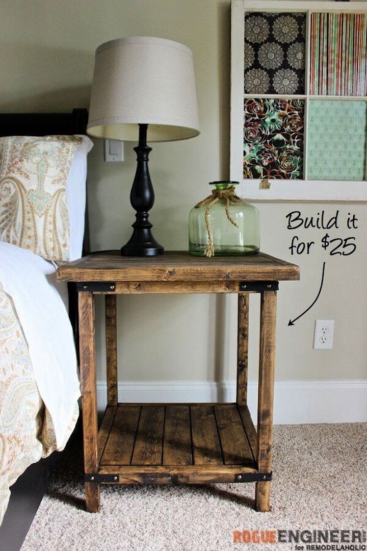 Rustic Square Bedside Table
