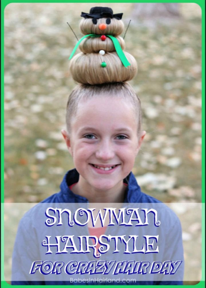 Snowman Hairstyle for Crazy Hair Day