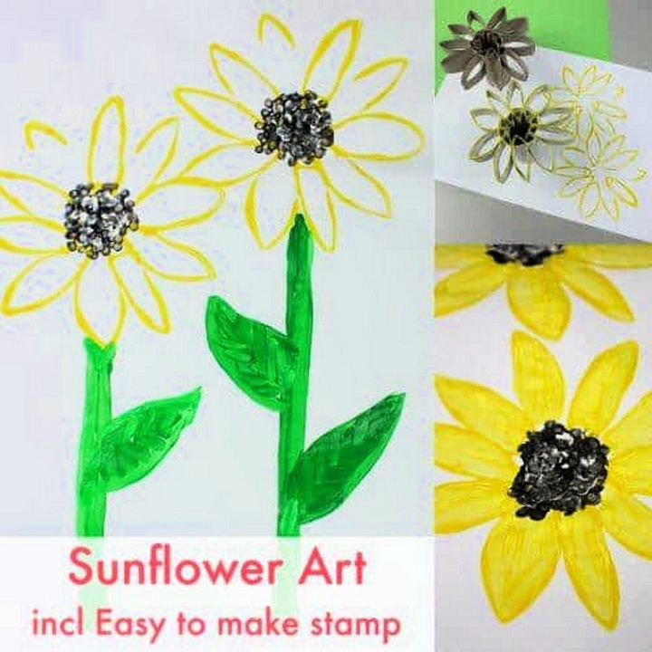 Sunflower Painting Art with easy DIY Sunflower Stamp
