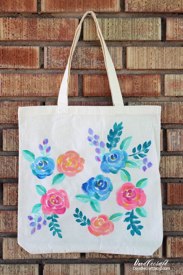 Watercolor Floral Painted Tote Bag DIY
