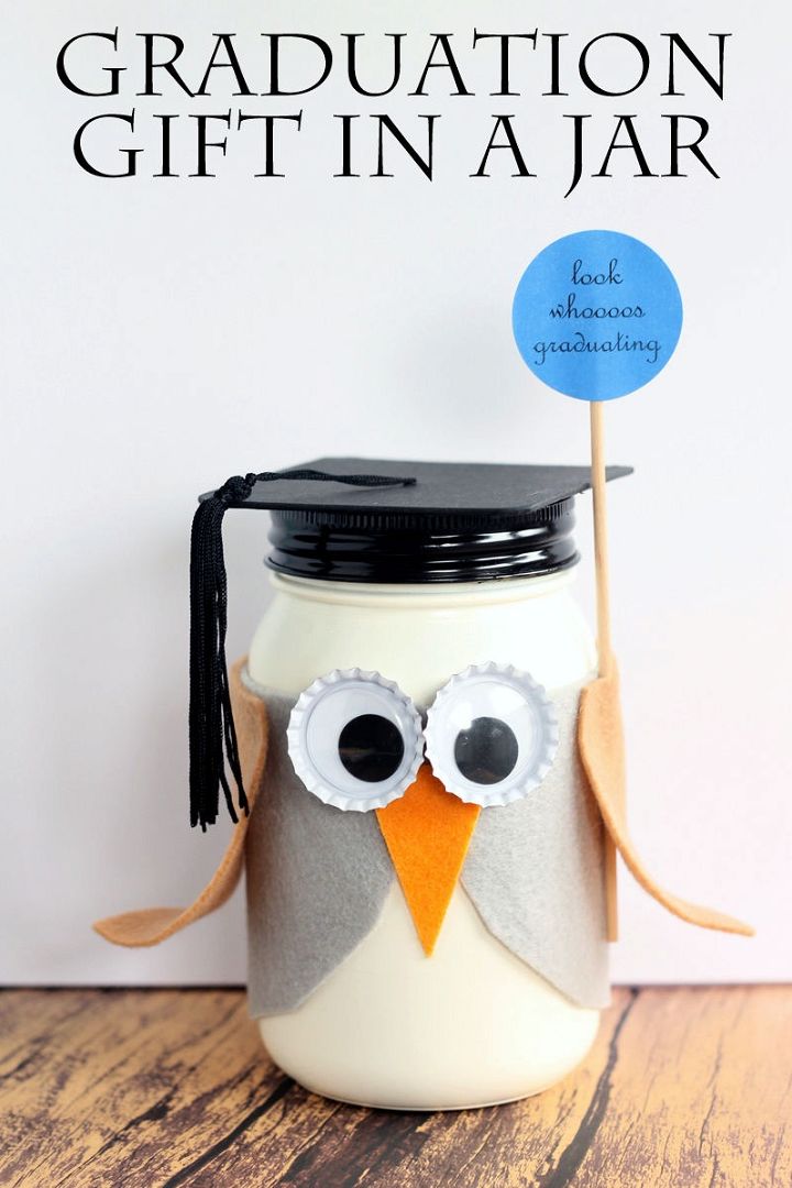 mason jar into a graduation owl