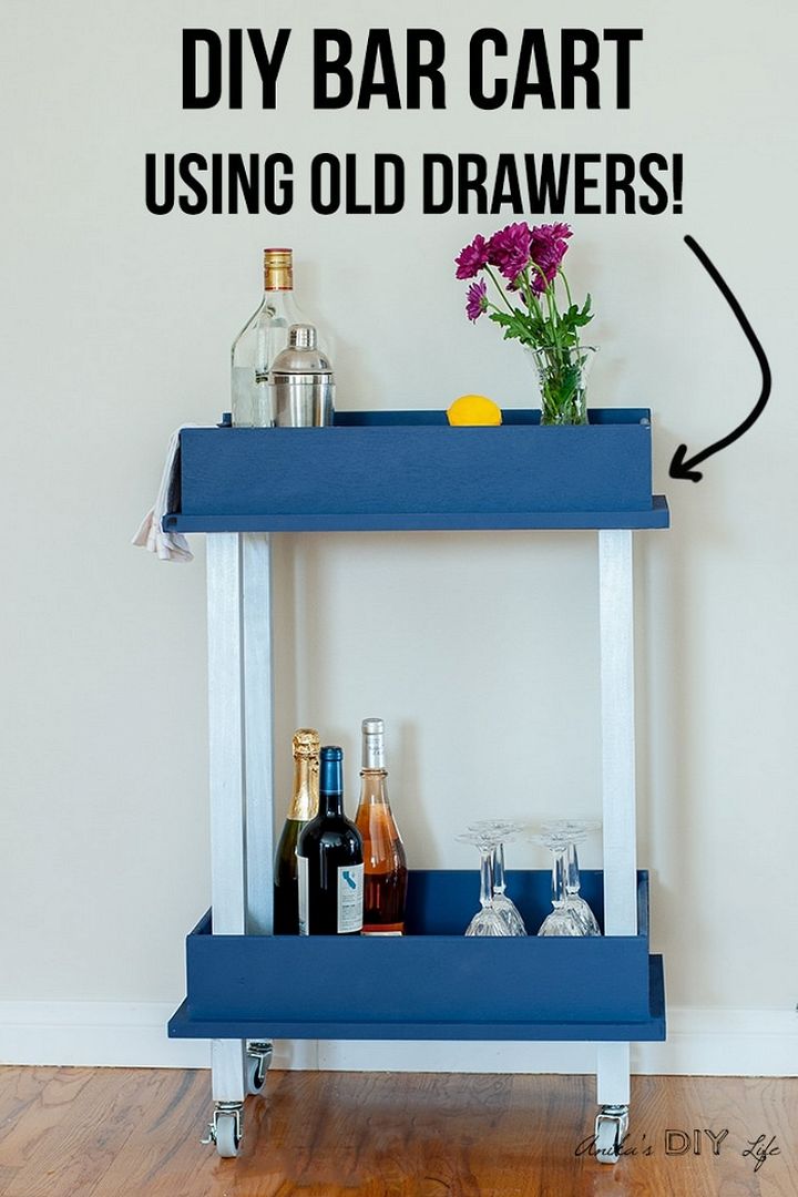 DIY Bar Cart From Old Drawers
