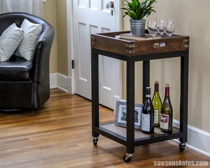 DIY Bar Cart with a Removable Tray