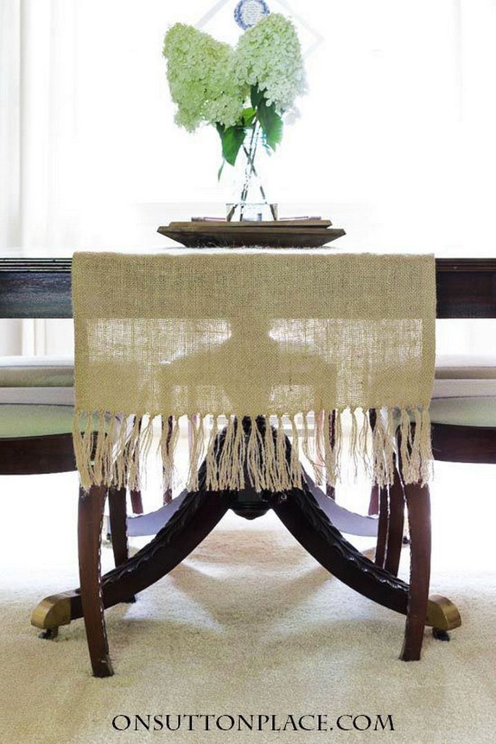 DIY Burlap Table Runner with Tassels