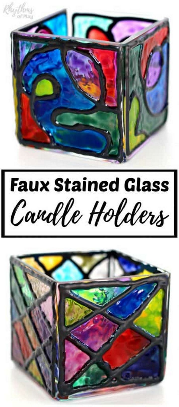 DIY Faux Stained Glass Candle Holders