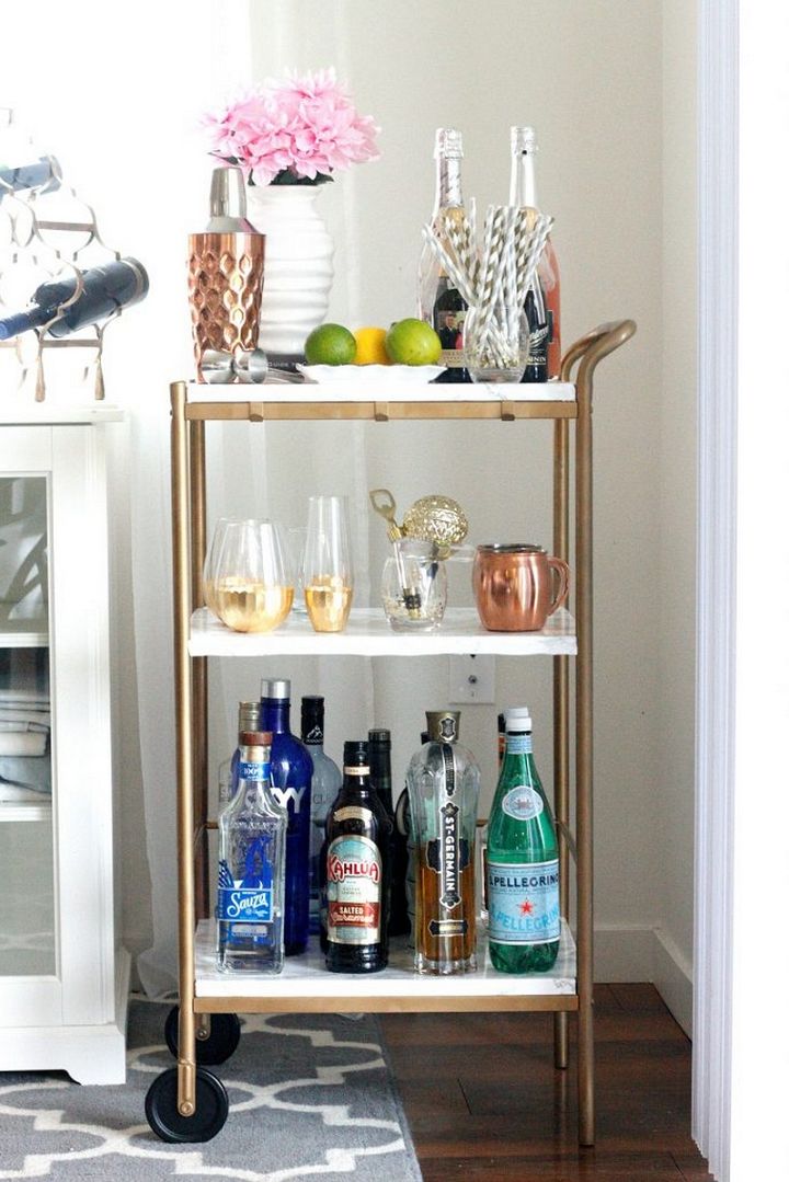 DIY Marble Gold Bar Cart