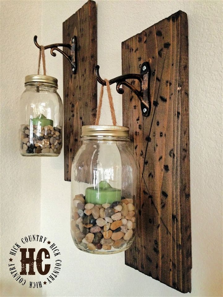 DIY Mason Jar Wall Lanterns