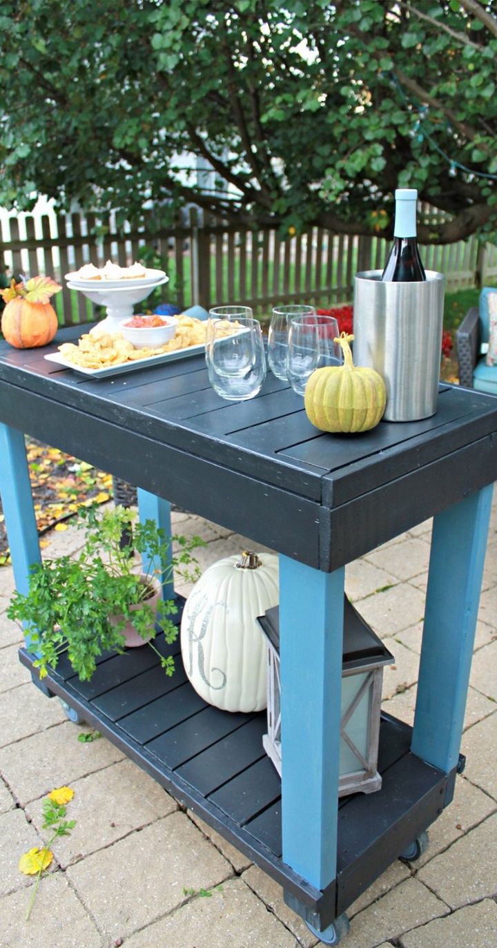 DIY Rolling Bar Cart