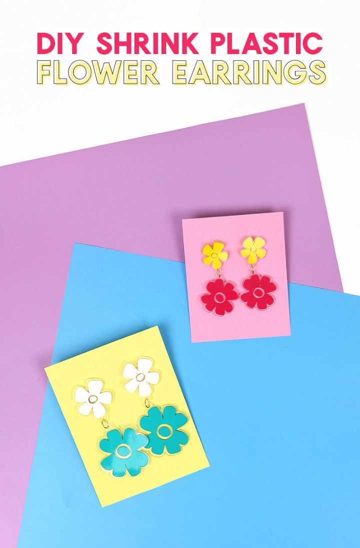 DIY Shrink Plastic Flower Earrings With Free Cut Files