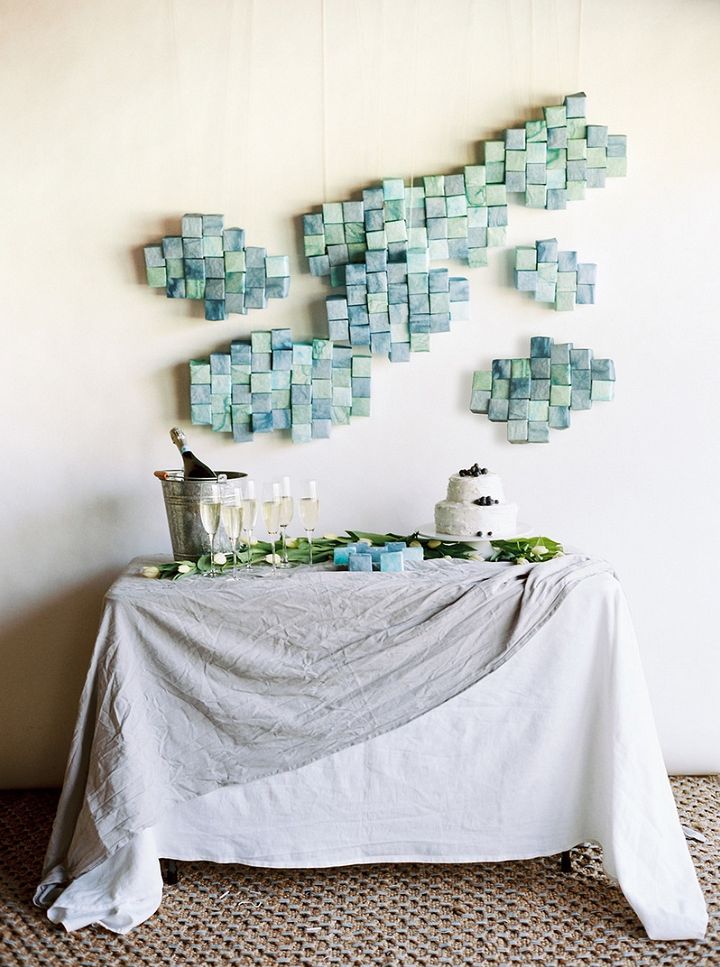 DIY Watercolor Block Backdrop and Favor Boxes