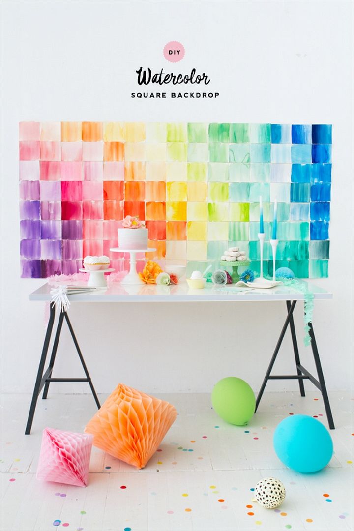 DIY Watercolor Paper Squares Backdrop