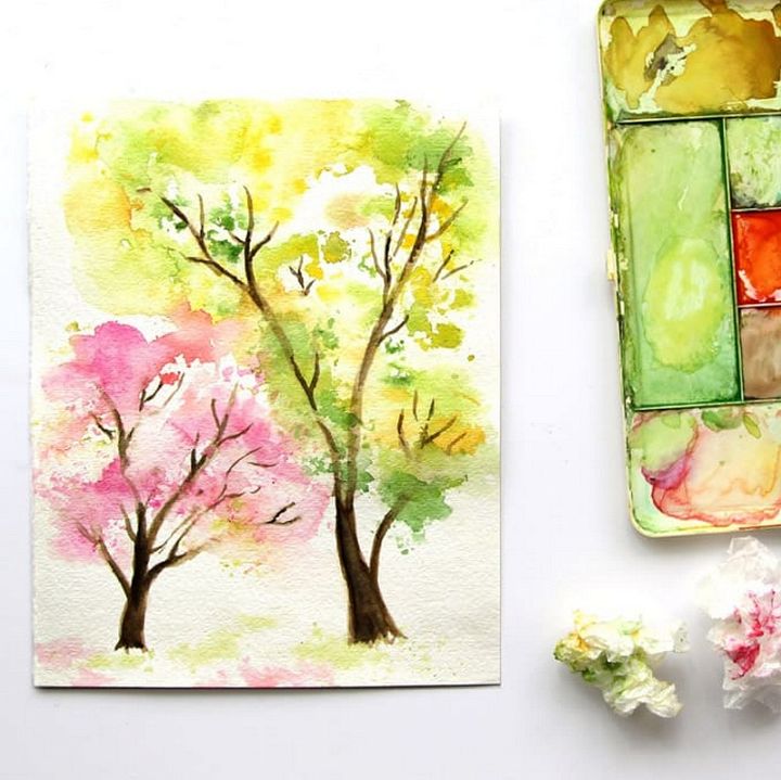 Easy Watercolor Painting Tree
