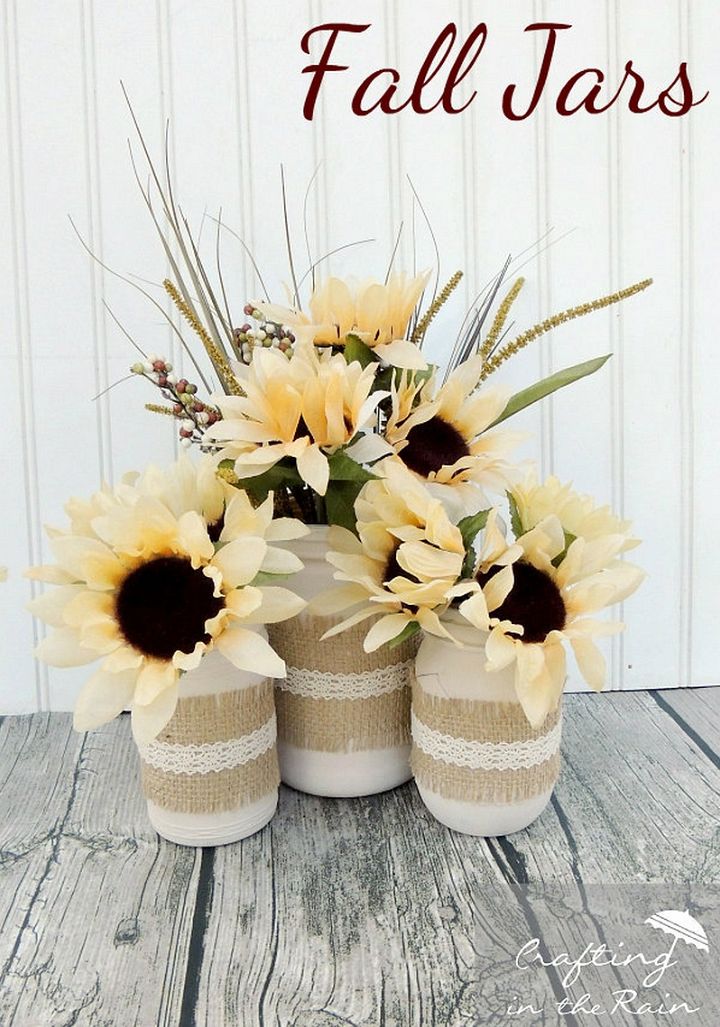Fall Jars with Dollar Store Flowers
