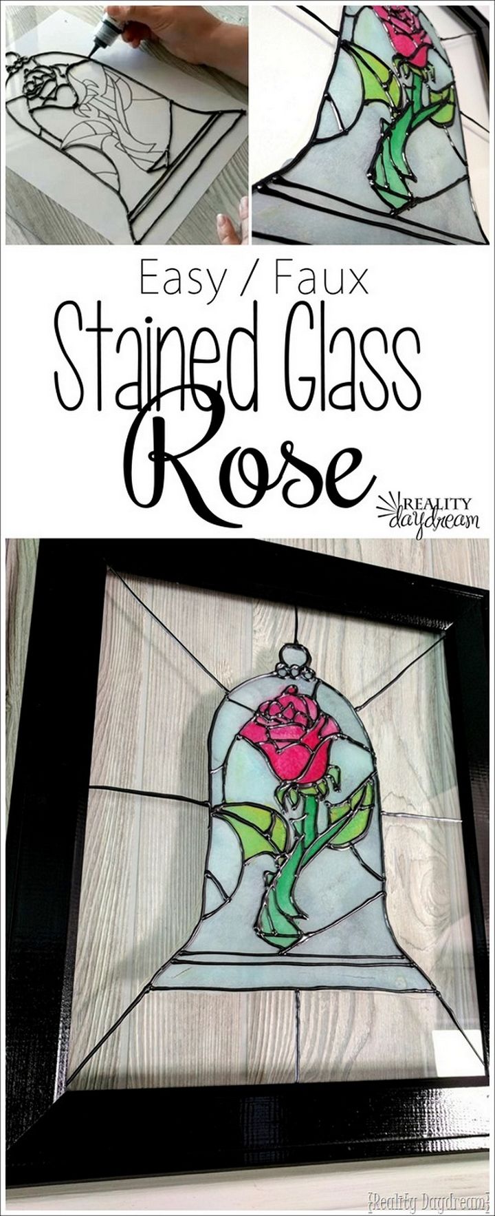 Faux Stained Glass Beauty the Beast Rose Tutorial