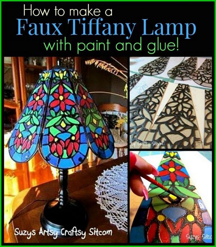 Faux Tiffany Lamp with Paint and Glue