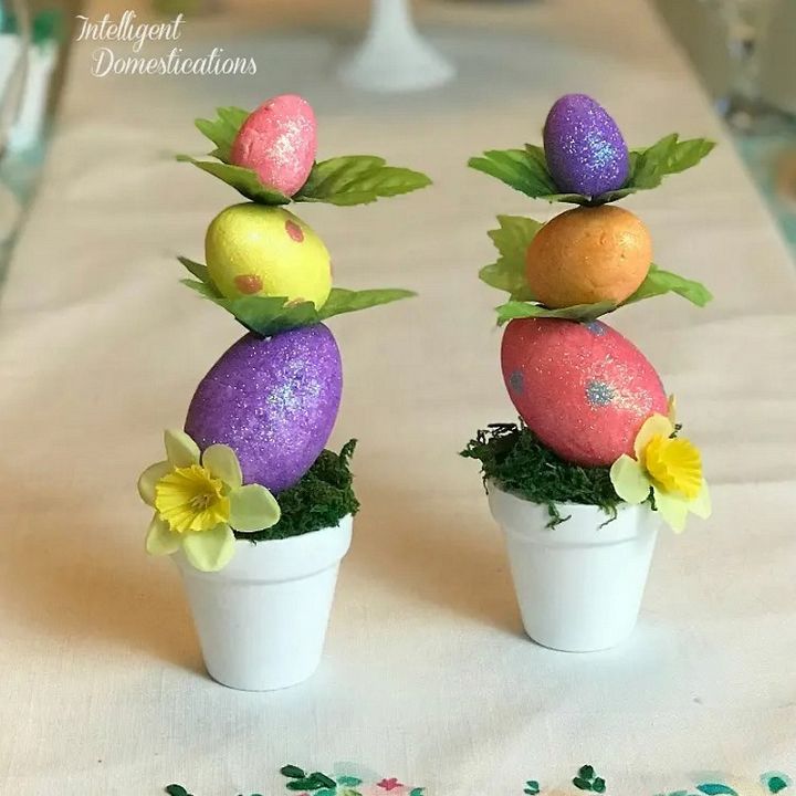 Mini Easter Egg Topiary Dollar Store Craft