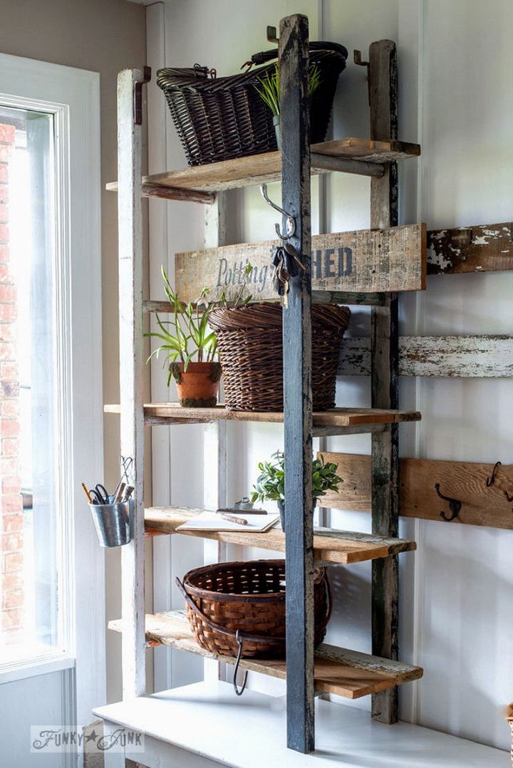 Shelving Made with 2 Ladders