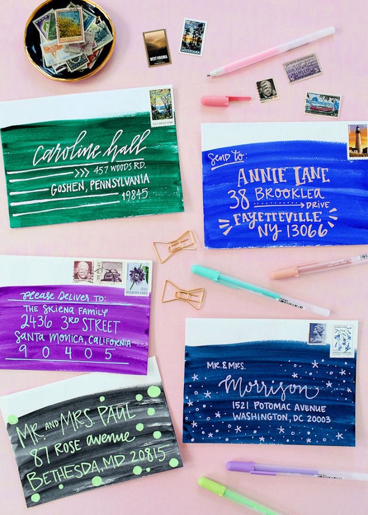 DIY Colorful Envelope Address Ideas